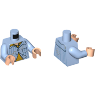 Lego Torso Pajamas with Vertical Blue Stripes, Yellow Undershirt and Spots Print, Bright Light Blue Arms, Light Nougat Hands / Bright Light Blue