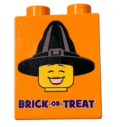 Lego Duplo Brick 1 x 2 x 2 with 'LEGOLAND CALIFORNIA RESORT BRICK OR TREAT PARTY NIGHTS 2017 ' Print