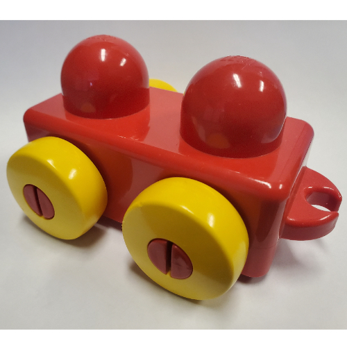 Lego Primo Wheel Base 1 x 2 with Hitches and Yellow Wheels / Red