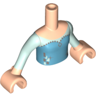 Lego Minidoll Torso Girl with Medium Azure Top with Silver Icons Print, Light Aqua Sleeves and Light Nougat Hands / Light Nougat