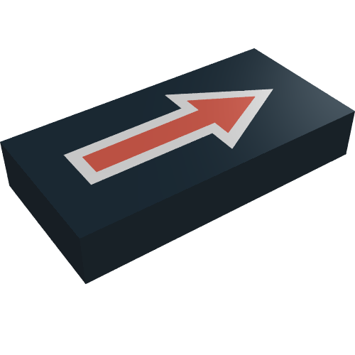 Lego Tile 1 x 2 with Arrow Long Red with Silver Border Print