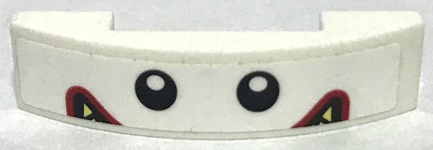 Lego Slope, Curved 4 x 1 x 2/3 Double with Eyes, Black and Red Grinning Mouth with Bright Light Yellow Teeth Pattern (The Joker Face Middle Section) (Sticker) - Set 70922 / White
