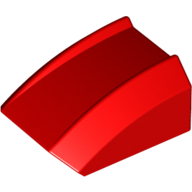 Lego Brick Curved 2 x 2 with Lip, No Studs / Red