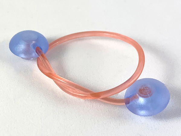 Lego Clikits Cord, Jelly String, 110mm, Trans-Medium Blue Caps, Side Attachment