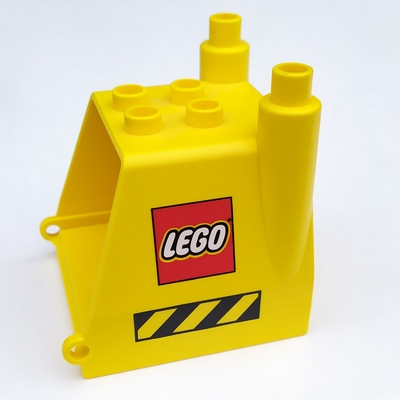 Lego Duplo Construction Vehicle Back with Black and Yellow Danger Stripes and LEGO Logo Print on Both Sides