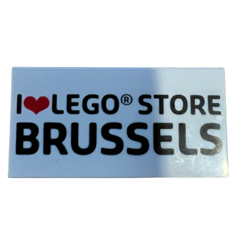 Lego Tile 2 x 4 with 'I heart LEGO STORE BRUSSELS' Print