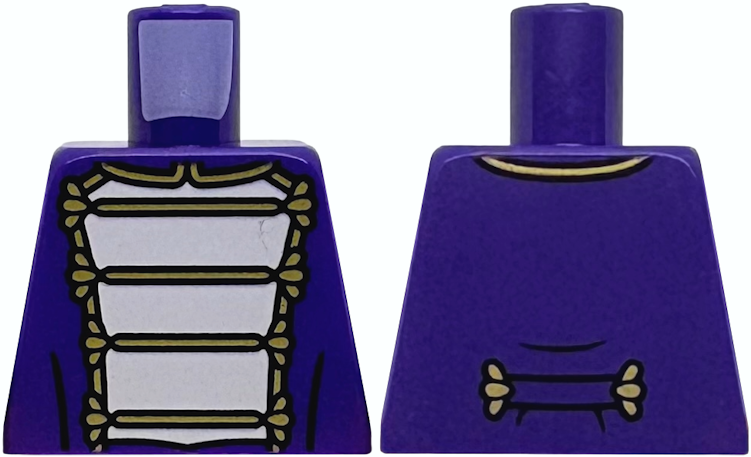 Lego Torso Marching Band Uniform with White Panel and Gold Filigree Pattern / Dark Purple