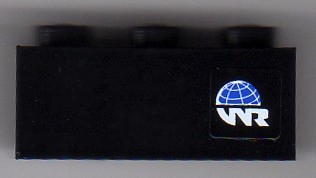 Lego Brick 1 x 3 with Globe and White 'WR' World Racers Logo Pattern Model Right Side (Sticker) - Set 8899