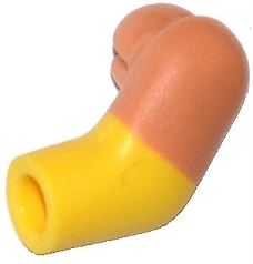 Lego Arm, Left with Molded Nougat Short Sleeve  Pattern / Yellow