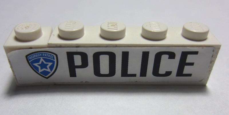 Lego Stickered Assembly 5 x 1 x 1 with 'POLICE' and Highway Patrol Logo Pattern Model Right Side (Sticker) - Set 8681