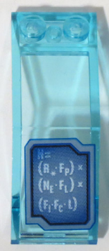 Lego Windscreen 5 x 2 x 1 2/3 with Blue Screen with Mathematical Equation Pattern (Sticker) - Set 70596 / Trans-Light Blue
