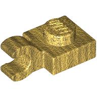 Lego Plate Special 1 x 1 with Clip Horizontal [Thick Open O Clip] / Pearl Gold