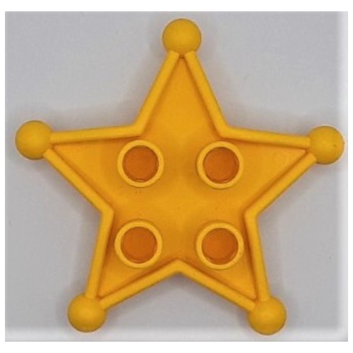 Lego Duplo Sheriff Star with 2 x 2 Studs on Front, and Clip on Back (For Humans) / Yellow