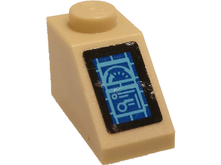Lego Slope 45 2 x 1 with Gauge and Dashboard on Screen Pattern (Sticker) - Set 76081 / Tan