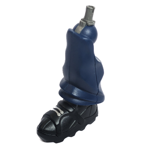 Lego Large Figure Limb, Leg, Lower Section with Black Shoe and Dark Gray Pin, Silver Laces (Allegra) / Dark Blue