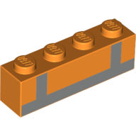 Lego Brick 1 x 4 with Orange Safety Vest, Light Bluish Gray Band Print