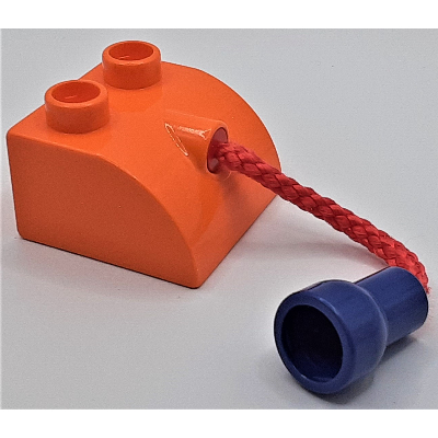 Lego Duplo Animal Brick 2 x 2 Rounded with Red Rope Tail and Violet Hole Connector / Purple