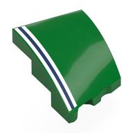 Lego Brick Wedged, Curved 3 x 2 with Stud Notch Left with White/Dark Blue/White Stripes Print