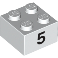Lego Brick 2 x 2 with Black "5" Print
