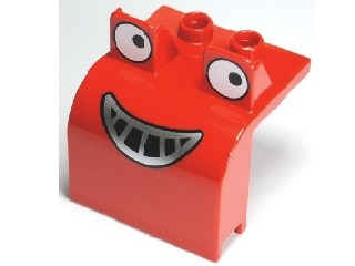 Lego Duplo Bulldozer Front with Eyes Looking Left and Smile Pattern (Muck) / Red