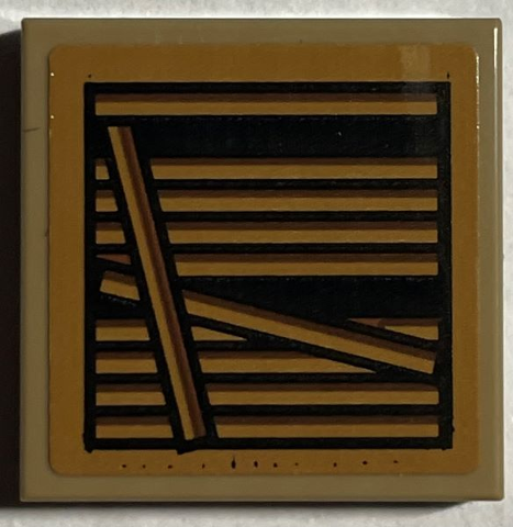 Lego Tile 2 x 2 with Air Vent with Broken Slats Pattern 2 (Sticker) - Set 76407