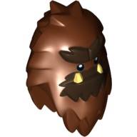 Lego Minifig Head Special, Yeti with Shaggy Hair and Dark Brown Fur and Teeth Print / Reddish Brown