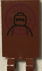 Lego Tile, Modified 2 x 3 with 2 Clips with TMNT Minifigure Head and Torso in Magenta Bull's Eye Pattern (Sticker) - Set 79117