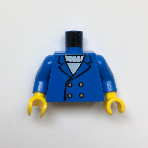 Lego Torso Jacket with 4 Buttons and White Sweater Print, Blue Arms, Yellow Hands / Blue