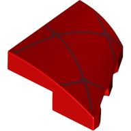 Lego Brick Wedged, Curved 2 x 2 with Stud Notch Left with Dark Red Webs Print