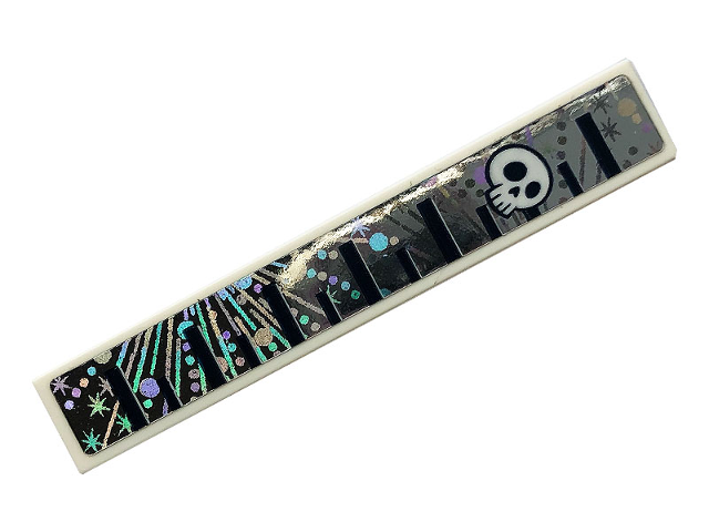 Lego Tile 1 x 6 with Skull and Height Chart Pattern (Sticker) - Set 41375