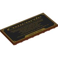Lego Tile Special 4 x 8 Inverted with Gold 'Concorde', Stats on Black Background Print / Reddish Brown
