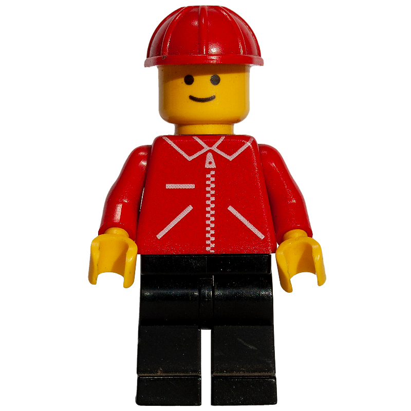 Lego Man - Red Jacket, Red Construction Helmet