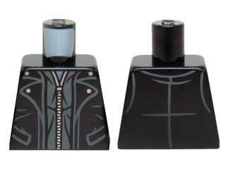 Lego Torso Leather Trench Coat with Collar and Pockets and Silver Zipper Pattern / Black