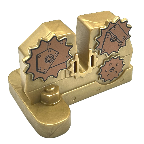 Lego Duplo Stand 2 x 4 x 2 with Notch for Lever and Copper Gears Print (Little Robots)
