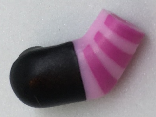 Lego Arm, Right with Black Short Sleeve and Dark Pink Stripes Pattern / Bright Pink