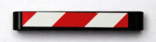 Lego Technic, Liftarm Thick 1 x 7 with Red and White Danger Stripes Pattern Model Left Side (Sticker) - Set 8110 / Black