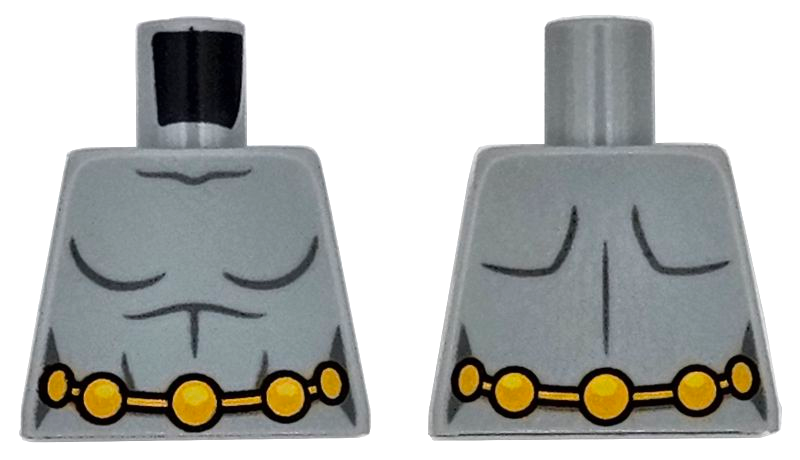 Lego Torso Female Suit with Dark Bluish Gray Contour Lines and Bright Light Orange Belt with Circles Pattern / Light Bluish Gray