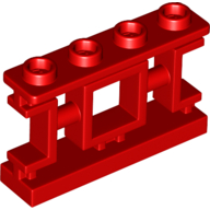 Lego Fence 1 x 4 x 2 Ornamental Asian Lattice Square with 4 Studs / Red