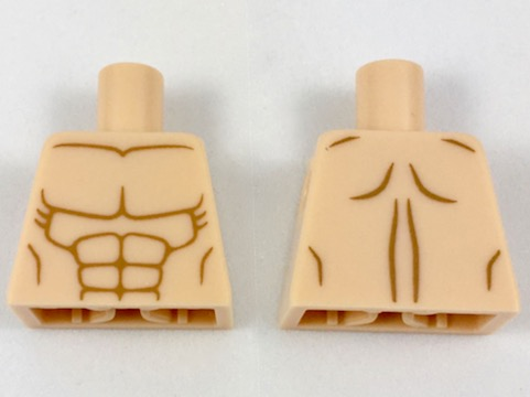 Lego Torso Bare Chest with Muscles Outline Pattern / Light Nougat