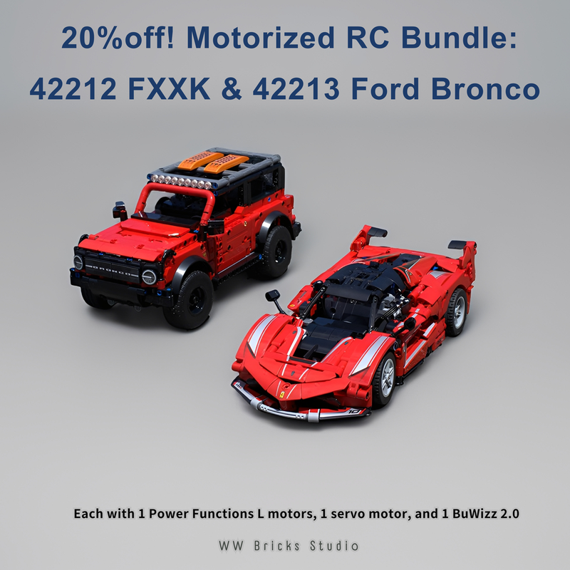 Lego 20% Off! Motorized RC Bundle – 42212 FXX K & 42213 Ford Bronco SUV