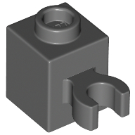 Lego Brick Special 1 x 1 with Clip Vertical [Open O Clip, Hollow Stud] / Dark Bluish Gray