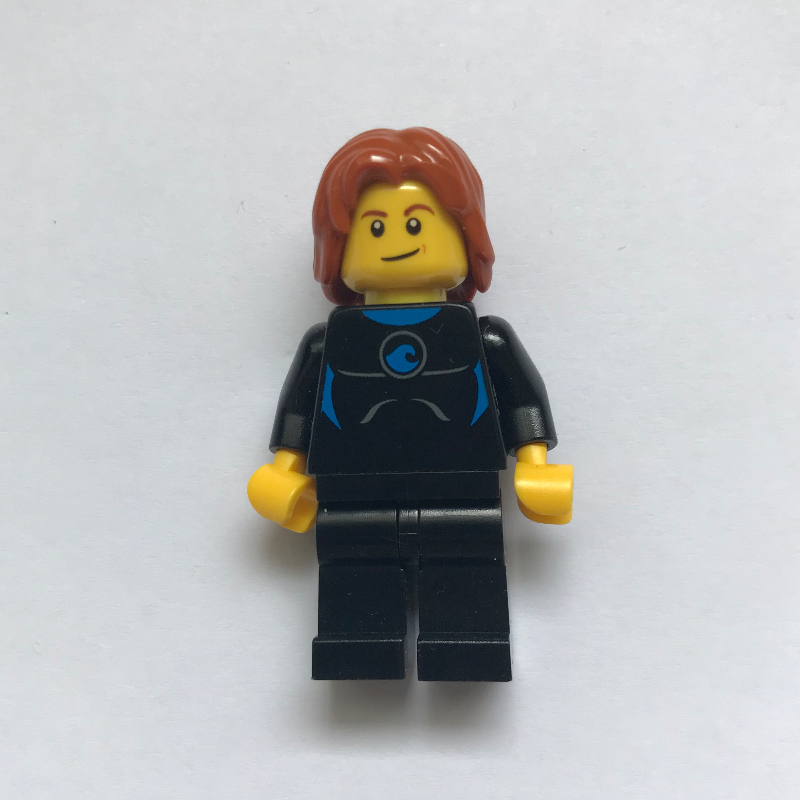 Lego Man, Black Wetsuit, Mid-Length Dark Orange Hair