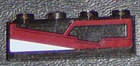 Lego Brick 1 x 4 without Bottom Tubes with Dark Red and White Panel Pattern Model Right Side (Sticker) - Set 7964