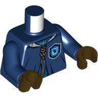 Lego Torso, Robe, Hogwarts Crest, Nougat Laces, Blue Sweater Print, Dark Blue Arms, Dark Brown Hands