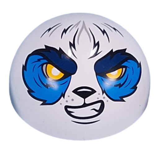 Lego Windscreen 6 x 6 x 3 Dome with Dual 2 Fingers with Panda, Blue Eyeshadow, Dark Blue Eyebrows Print