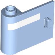 Lego Door 1 x 3 x 2 Left - Open Between Top and Bottom Hinge with White Line Print / Bright Light Blue