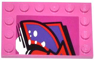 Lego Tile, Modified 4 x 6 with Studs on Edges with Graffiti Tag Pattern Model Left Side (Sticker) - Set 79104 / Dark Pink