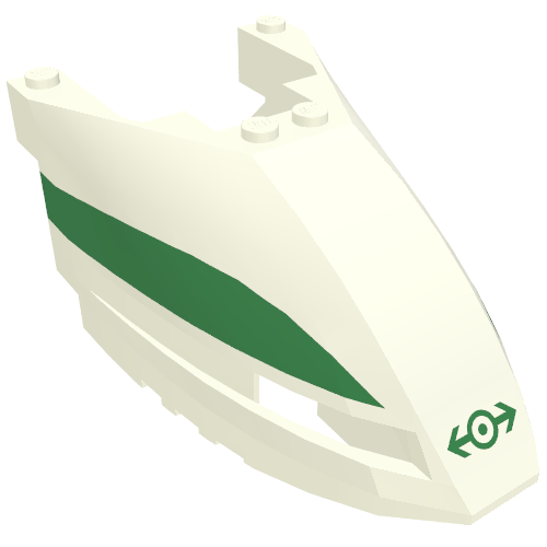 Lego Train Front 6 x 10 x 3 2/3 Triple Curved with Green Stripe and Train Logo Print