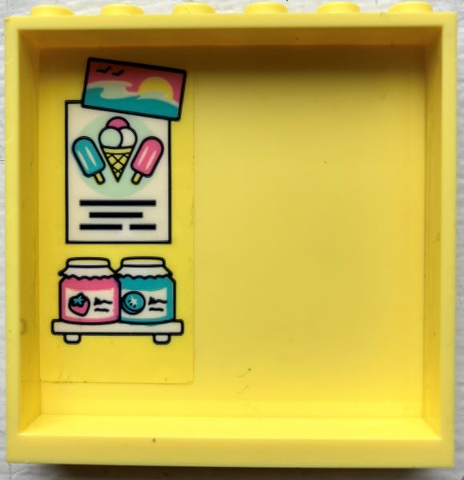 Lego Panel 1 x 6 x 5 with Ice Cream Cone, Popsicles, Postcard and Shelf with Jam Jars Pattern (Sticker) - Set 41693