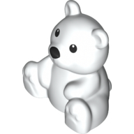 Lego Duplo Animal Bear, Sitting, Black Eyes and Nose Print / White